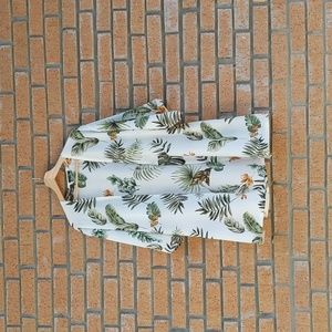 Paper Moon Kimono, green and white with orange flowers, one size fits all.
